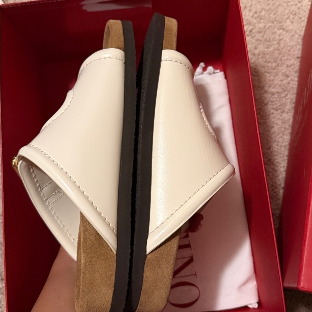 Valentino Garavani Anywhere Slide Sandal White Calf Leather New Sz 37 (7) - Picture 13 of 15